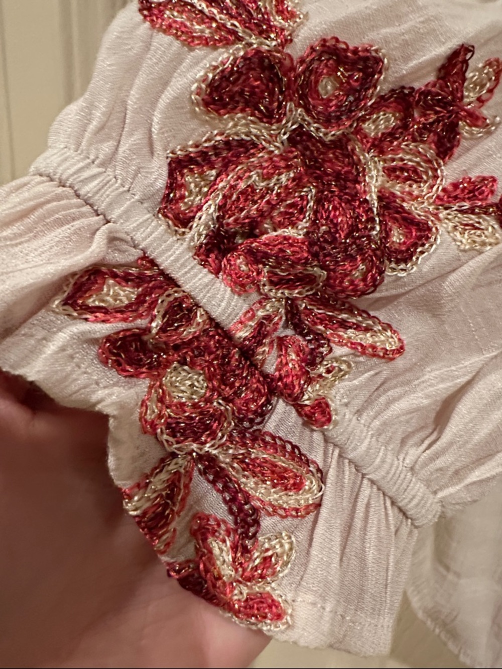 Embroidered Button-Front Tunic Blouse - Picture 4 of 6